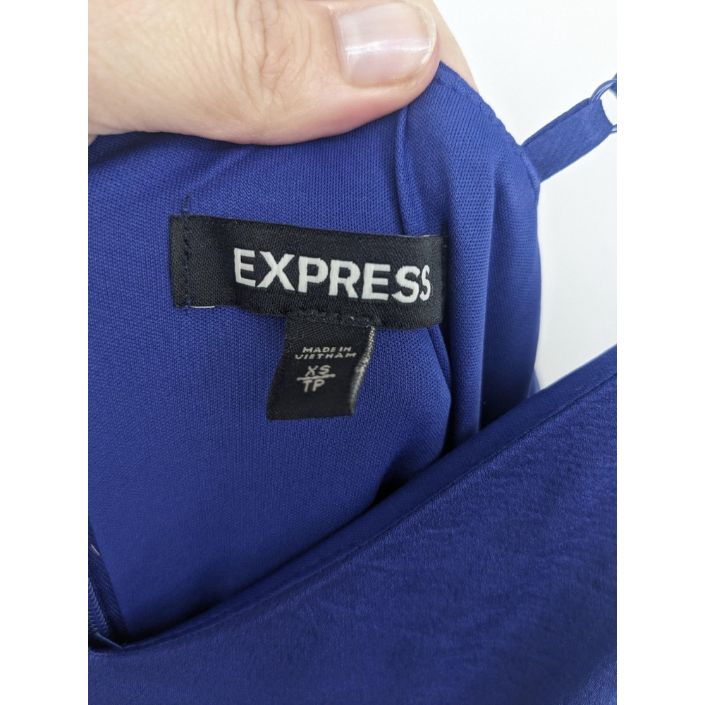 Express Dress Womens Extra Small Blue Draped Asymmetrical Midi Homecoming Midi - Picture 5 of 8